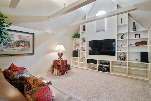 161 Jackson St, Columbus, OH 43206 - carpeted living room featuring baseboards and lofted ceiling