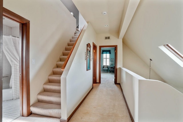 161 Jackson St, Columbus, OH 43206 - staircase featuring carpet flooring