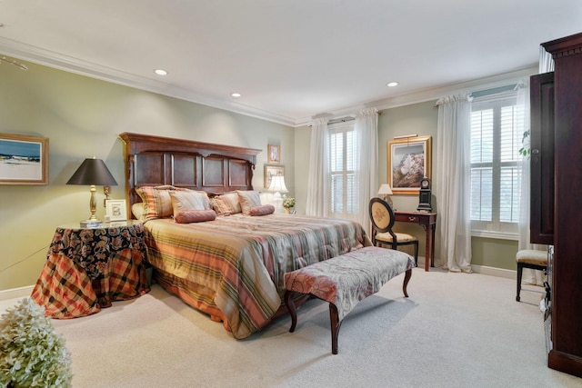 161 Jackson St, Columbus, OH 43206 - carpeted bedroom featuring ornamental molding and recessed lighting