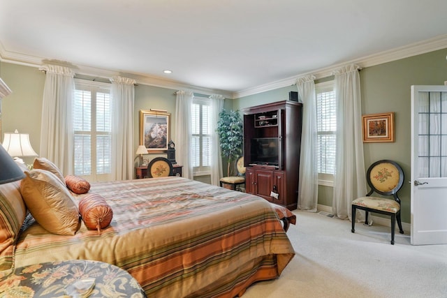 161 Jackson St, Columbus, OH 43206 - carpeted bedroom featuring crown molding