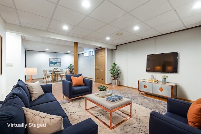 113 Olentangy Meadows Dr, Lewis Center, OH 43035 - living area featuring a paneled ceiling and recessed lighting