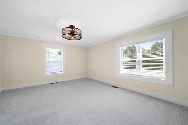 11 E Main St, Sparta, OH 43350 - empty room featuring crown molding, healthy amount of natural light, and carpet floors