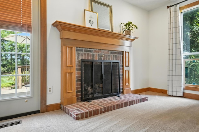 1482 Buckpoint Ln, Worthington, OH 43085 - detailed view of carpet flooring and a brick fireplace