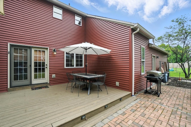 1482 Buckpoint Ln, Worthington, OH 43085 - wooden terrace featuring grilling area, outdoor dining area, and a patio area