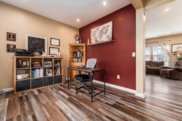 5070 River Bend Dr, South Bloomfield, OH 43103 - office with wood finished floors and recessed lighting