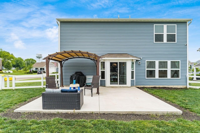 5070 River Bend Dr, South Bloomfield, OH 43103 - back of house with a pergola, a yard, and a patio area