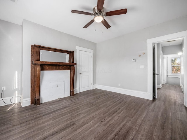 126 E 6th Ave Unit 126, Columbus, OH 43201 - unfurnished living room with a ceiling fan and dark wood-style floors