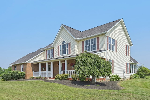 6281 Davis Dr, Newark, OH 43056 - view of front facade featuring a porch, a front lawn, and roof with shingles