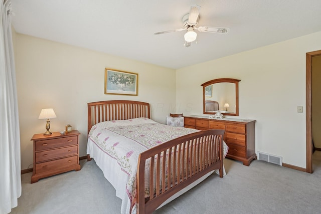 6281 Davis Dr, Newark, OH 43056 - bedroom featuring light carpet and ceiling fan