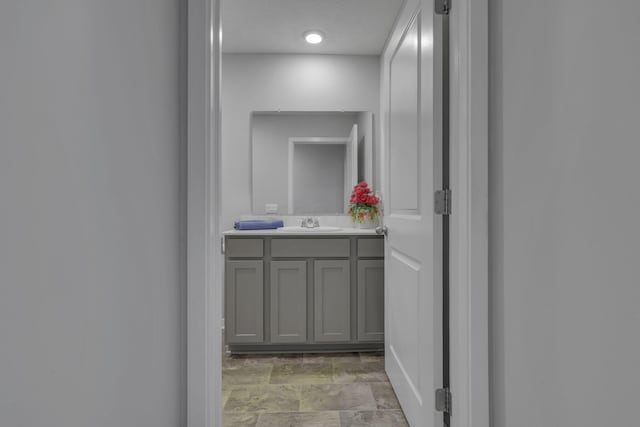 235 Old Bay Dr, Pataskala, OH 43062 - bathroom with vanity and stone finish flooring