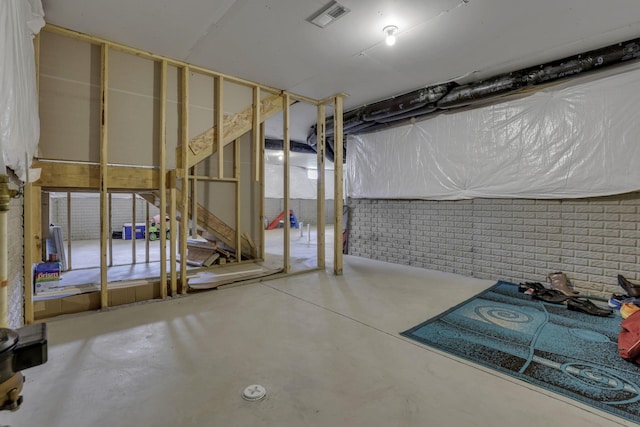 235 Old Bay Dr, Pataskala, OH 43062 - unfinished below grade area featuring brick wall