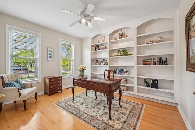6150 Heritage Lakes Dr, Hilliard, OH 43026 - office with light wood-style floors and ceiling fan
