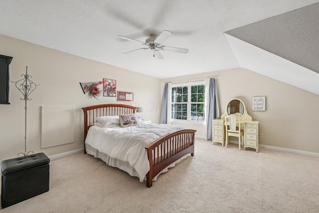 6150 Heritage Lakes Dr, Hilliard, OH 43026 - bedroom with light carpet, a ceiling fan, and lofted ceiling