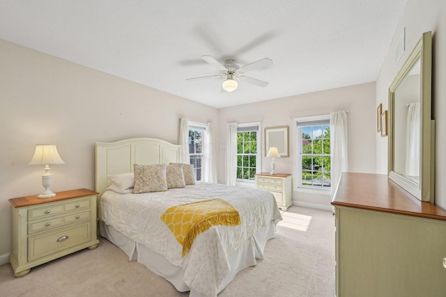 6150 Heritage Lakes Dr, Hilliard, OH 43026 - bedroom featuring light colored carpet and ceiling fan