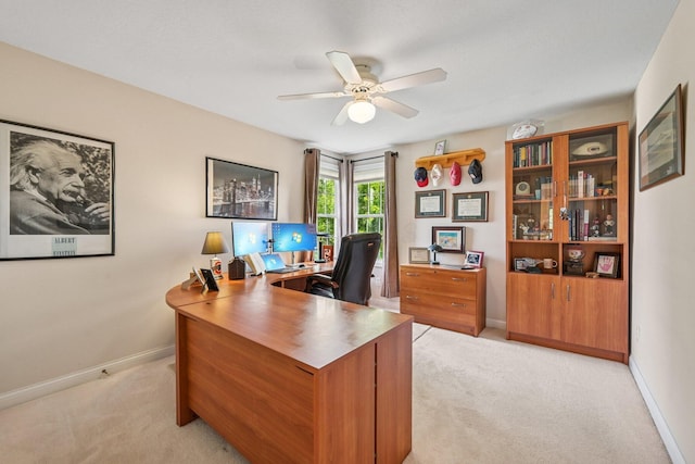 6150 Heritage Lakes Dr, Hilliard, OH 43026 - office with light carpet and a ceiling fan
