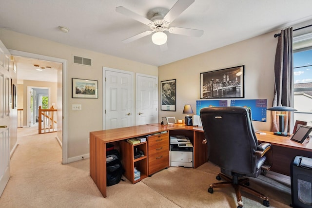 6150 Heritage Lakes Dr, Hilliard, OH 43026 - office featuring healthy amount of natural light, light carpet, and a ceiling fan