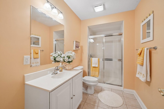 6150 Heritage Lakes Dr, Hilliard, OH 43026 - bathroom featuring tile patterned flooring, a shower stall, and vanity