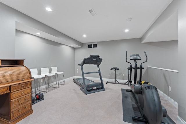 6037 Baronscourt Way, Dublin, OH 43016 - workout area with recessed lighting and carpet floors