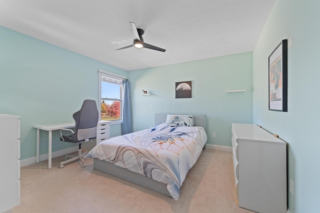 6037 Baronscourt Way, Dublin, OH 43016 - bedroom with light carpet, a desk, and ceiling fan