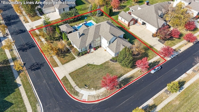 6037 Baronscourt Way, Dublin, OH 43016 - aerial perspective of suburban area featuring property parcel outlined