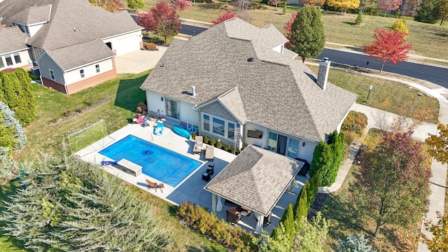 6037 Baronscourt Way, Dublin, OH 43016 - aerial view of property and surrounding area featuring a pool