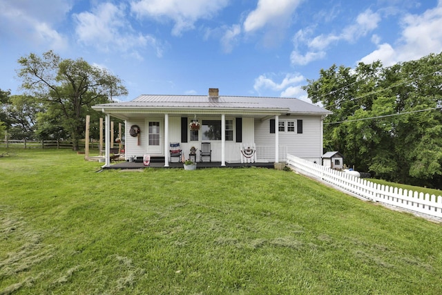 17519 Thompson Ridge Rd, Laurelville, OH 43135 - view of front of property with a chimney, a porch, and a metal roof