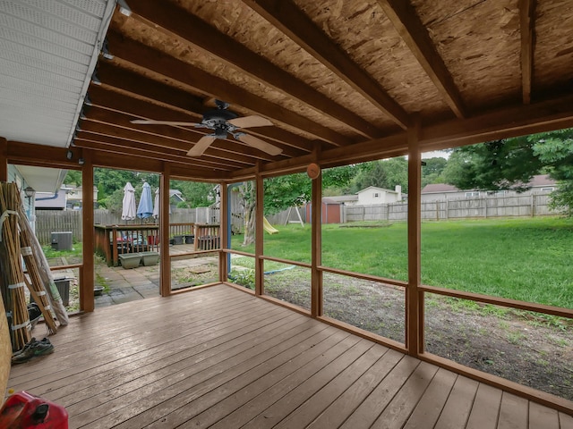 566 Deanna Stroll Rd, Heath, OH 43056 - unfurnished sunroom featuring ceiling fan