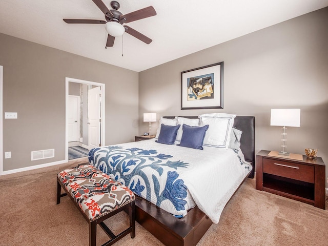 8105 Jitterbug Ln, Pickerington, OH 43147 - bedroom featuring carpet flooring, ceiling fan, and connected bathroom