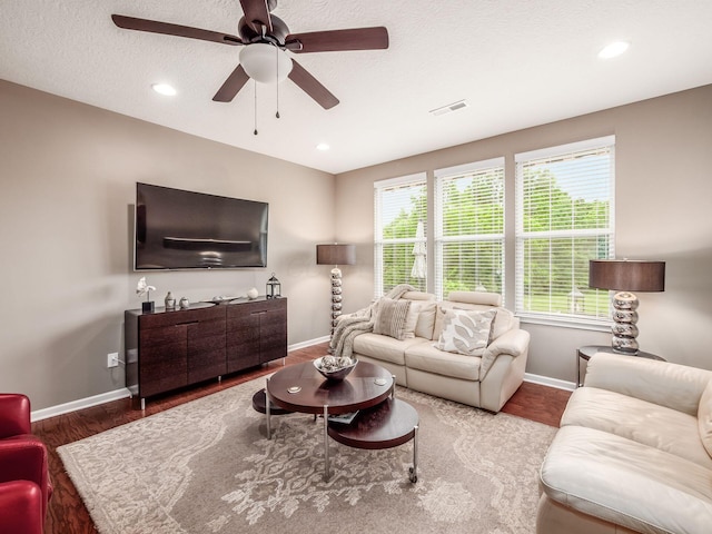 8105 Jitterbug Ln, Pickerington, OH 43147 - living room with ceiling fan, recessed lighting, and wood finished floors