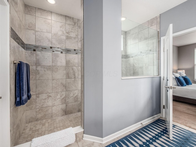 8105 Jitterbug Ln, Pickerington, OH 43147 - ensuite bathroom featuring walk in shower, recessed lighting, and tile patterned flooring