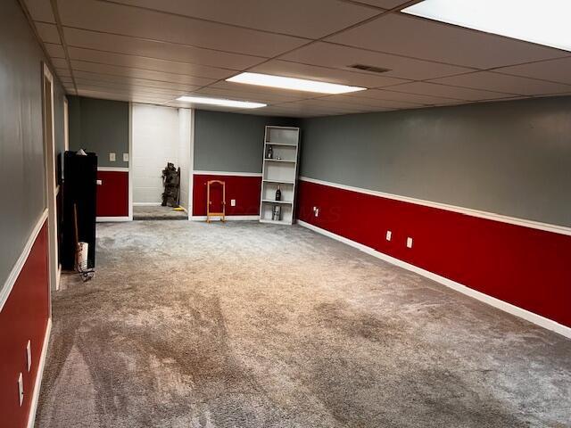 67682 Morristown Flushing Rd, Belmont, OH 43718 - finished below grade area with carpet flooring and a paneled ceiling