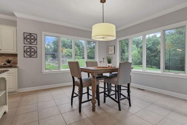 4329 Wyandotte Woods Blvd, Dublin, OH 43016 - dining area featuring crown molding and light tile patterned floors