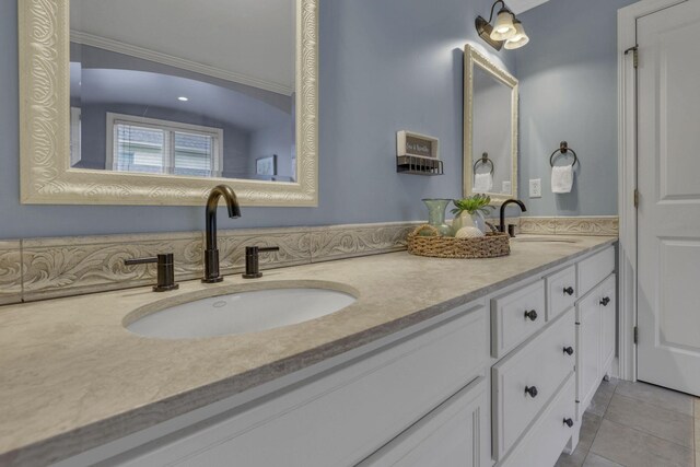 4329 Wyandotte Woods Blvd, Dublin, OH 43016 - bathroom with double vanity and tile patterned floors
