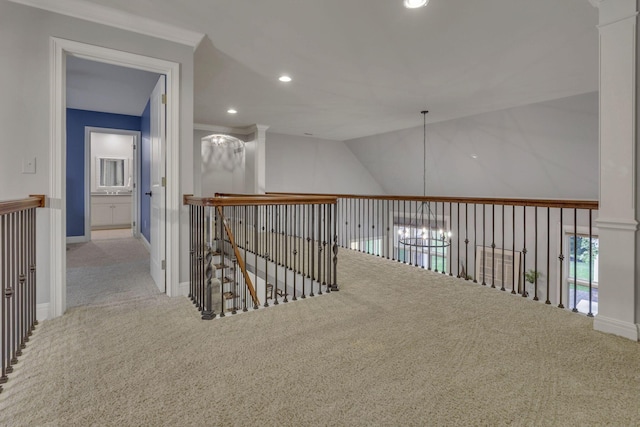 4329 Wyandotte Woods Blvd, Dublin, OH 43016 - hallway with carpet and recessed lighting