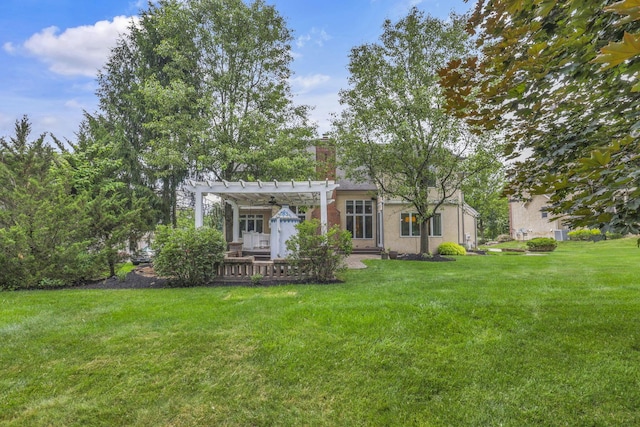 4329 Wyandotte Woods Blvd, Dublin, OH 43016 - rear view of property with a pergola, a yard, and a chimney