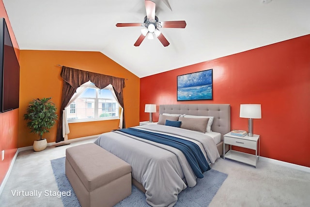 786 Spring Valley Dr, Lewis Center, OH 43035 - carpeted bedroom featuring vaulted ceiling and a ceiling fan