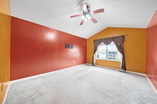 786 Spring Valley Dr, Lewis Center, OH 43035 - spare room with a ceiling fan, lofted ceiling, and carpet flooring