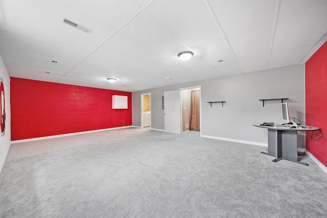 786 Spring Valley Dr, Lewis Center, OH 43035 - below grade area with a paneled ceiling, carpet floors, and an accent wall
