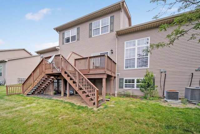 786 Spring Valley Dr, Lewis Center, OH 43035 - back of house featuring stairs, a deck, and a lawn