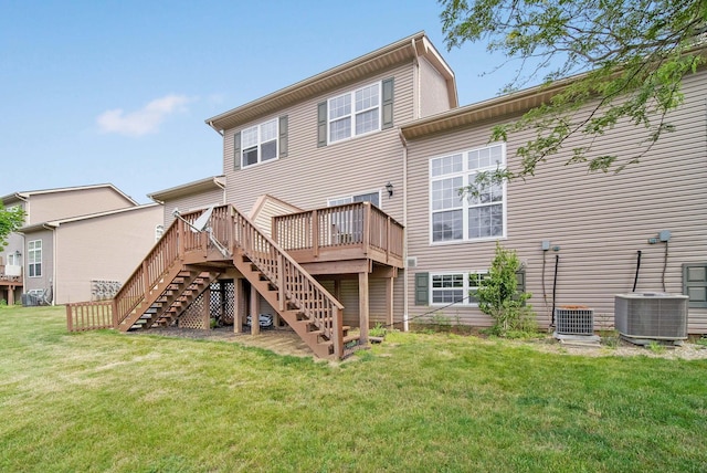 786 Spring Valley Dr, Lewis Center, OH 43035 - back of property with stairway, a deck, and a lawn