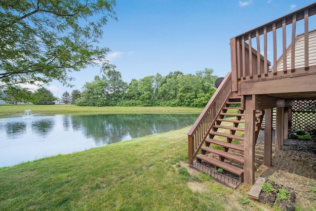 786 Spring Valley Dr, Lewis Center, OH 43035 - view of green lawn with a water view and stairs