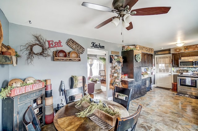 1849 Old Springfield Rd, New Holland, OH 43145 - dining room featuring ceiling fan