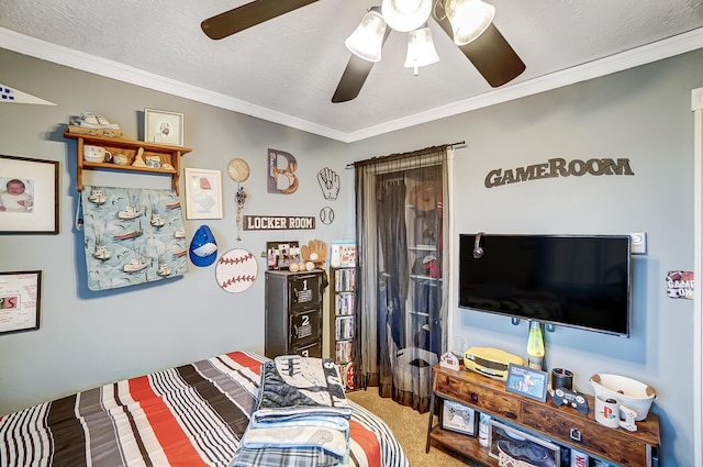 1849 Old Springfield Rd, New Holland, OH 43145 - carpeted bedroom with ornamental molding and a ceiling fan