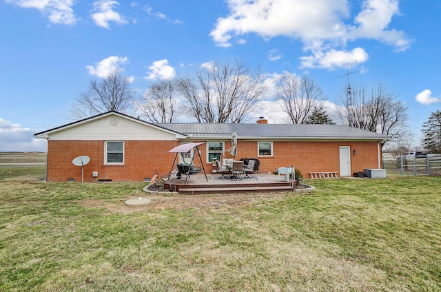 1849 Old Springfield Rd, New Holland, OH 43145 - back of property featuring brick siding, a wooden deck, a chimney, and crawl space