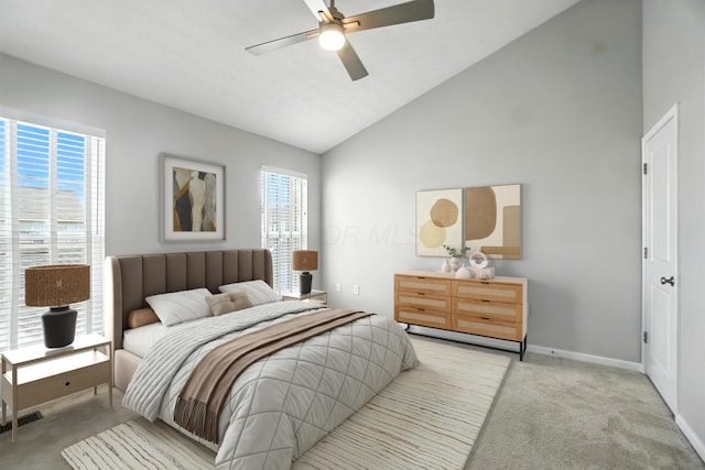 5632 Middle Falls St, Dublin, OH 43016 - bedroom featuring carpet floors, a ceiling fan, and high vaulted ceiling