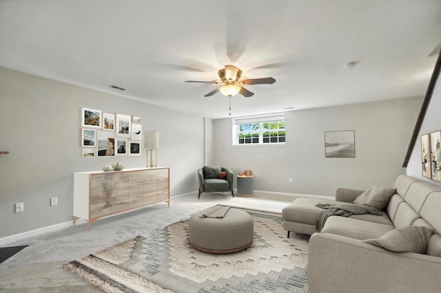 5632 Middle Falls St, Dublin, OH 43016 - living room featuring a ceiling fan and carpet flooring