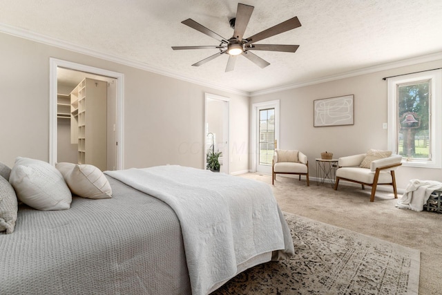 4909 Bixby Rd, Groveport, OH 43125 - carpeted bedroom with multiple windows, ornamental molding, a ceiling fan, and a spacious closet
