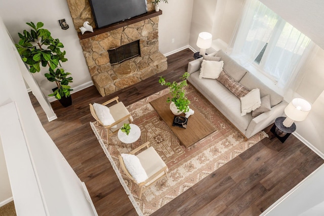 4909 Bixby Rd, Groveport, OH 43125 - living area with wood finished floors and a fireplace