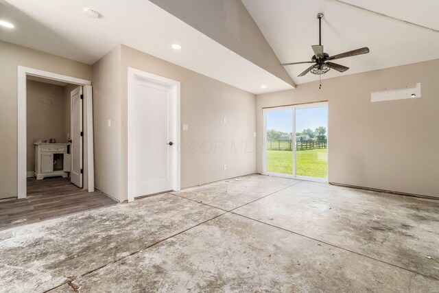 4909 Bixby Rd, Groveport, OH 43125 - empty room with ceiling fan, recessed lighting, and high vaulted ceiling