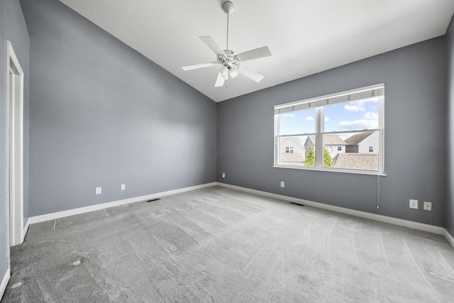 6067 Hayden Farms Rd, Dublin, OH 43016 - unfurnished room featuring lofted ceiling, carpet flooring, and a ceiling fan
